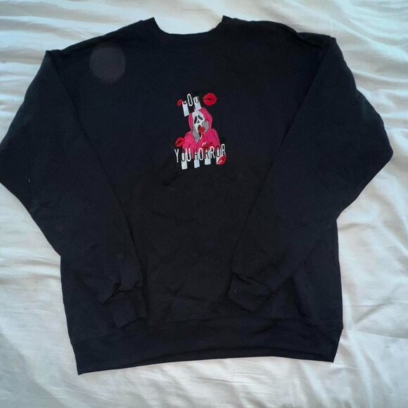 Self Embroidered Scream Boo You Horror black hoodie - Picture 3 of 5